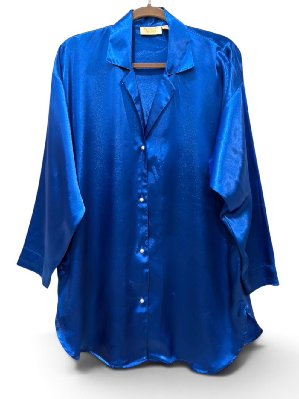 Victoria’s Secret Gold Label Vintage Satin Shirt in Blue Size M/L